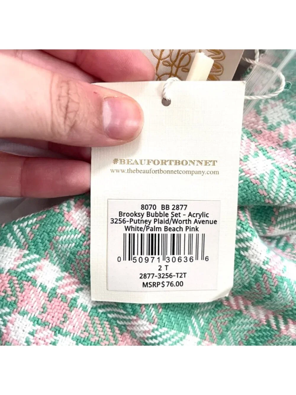 NWT The Beaufort Bonnet Company Brooksy Bubble in Putney Plaid 2T Preppy Coastal